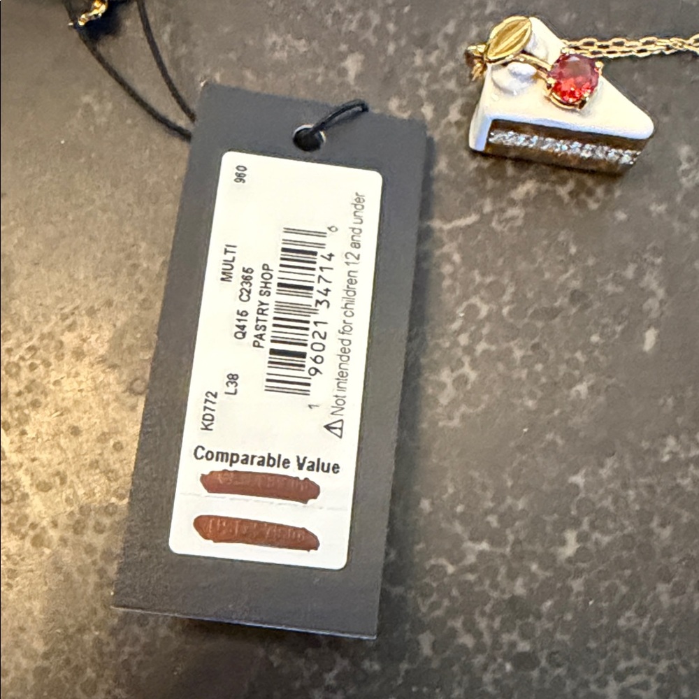 NWTKate Spade Pastry Shop Cake Slice Gold and Red Pendant Necklace - Picture 3 of 3